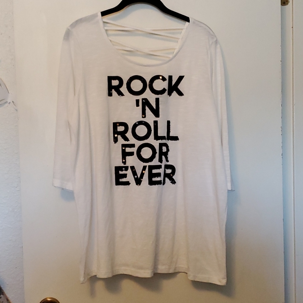 Rock n roll forever Sequin graphic tee